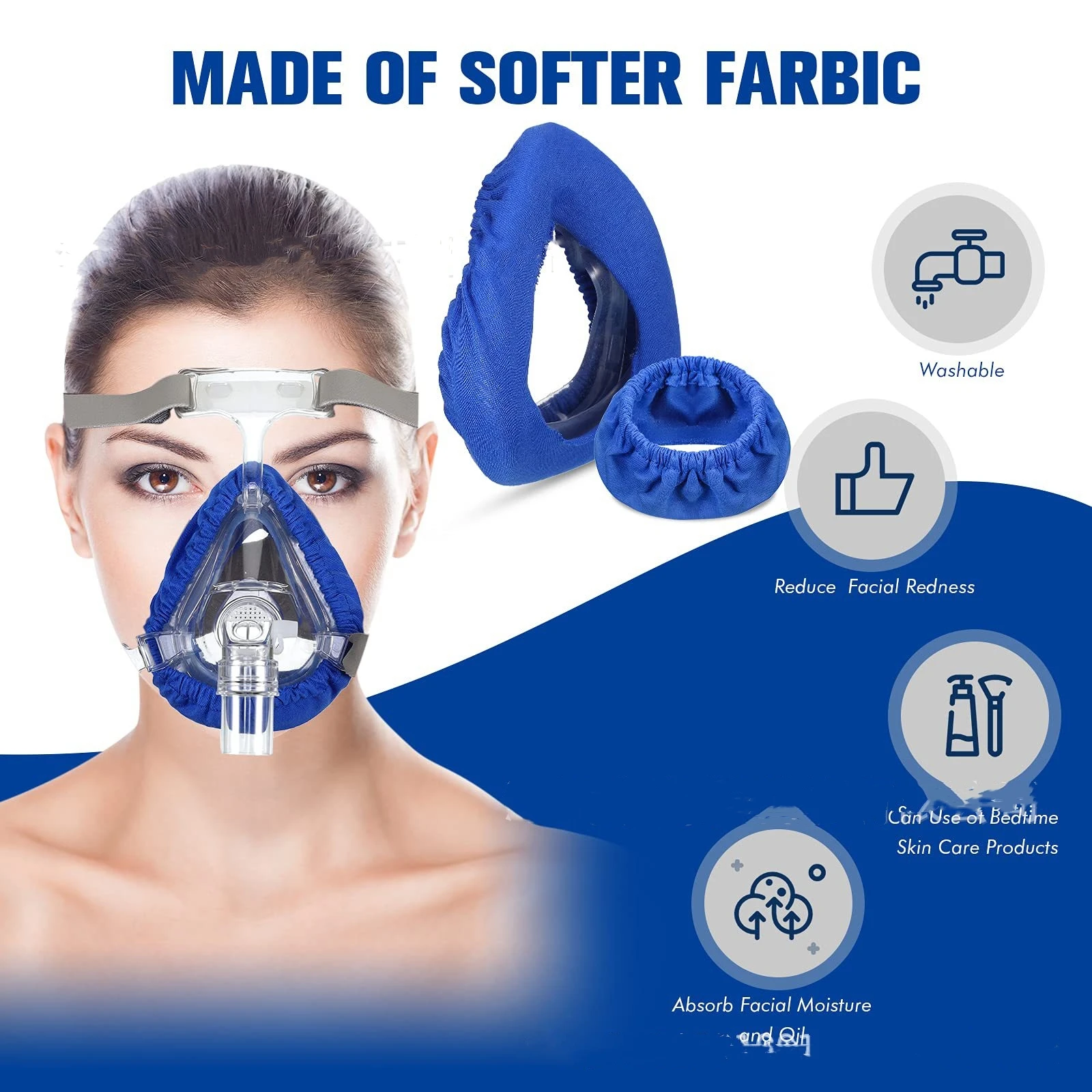 

8/12 PCS Reusable Fabric Comfort Covers To Reduce Air Leaks & Skin Irritation Washable and Easy To Clean CPAP Mask Liners