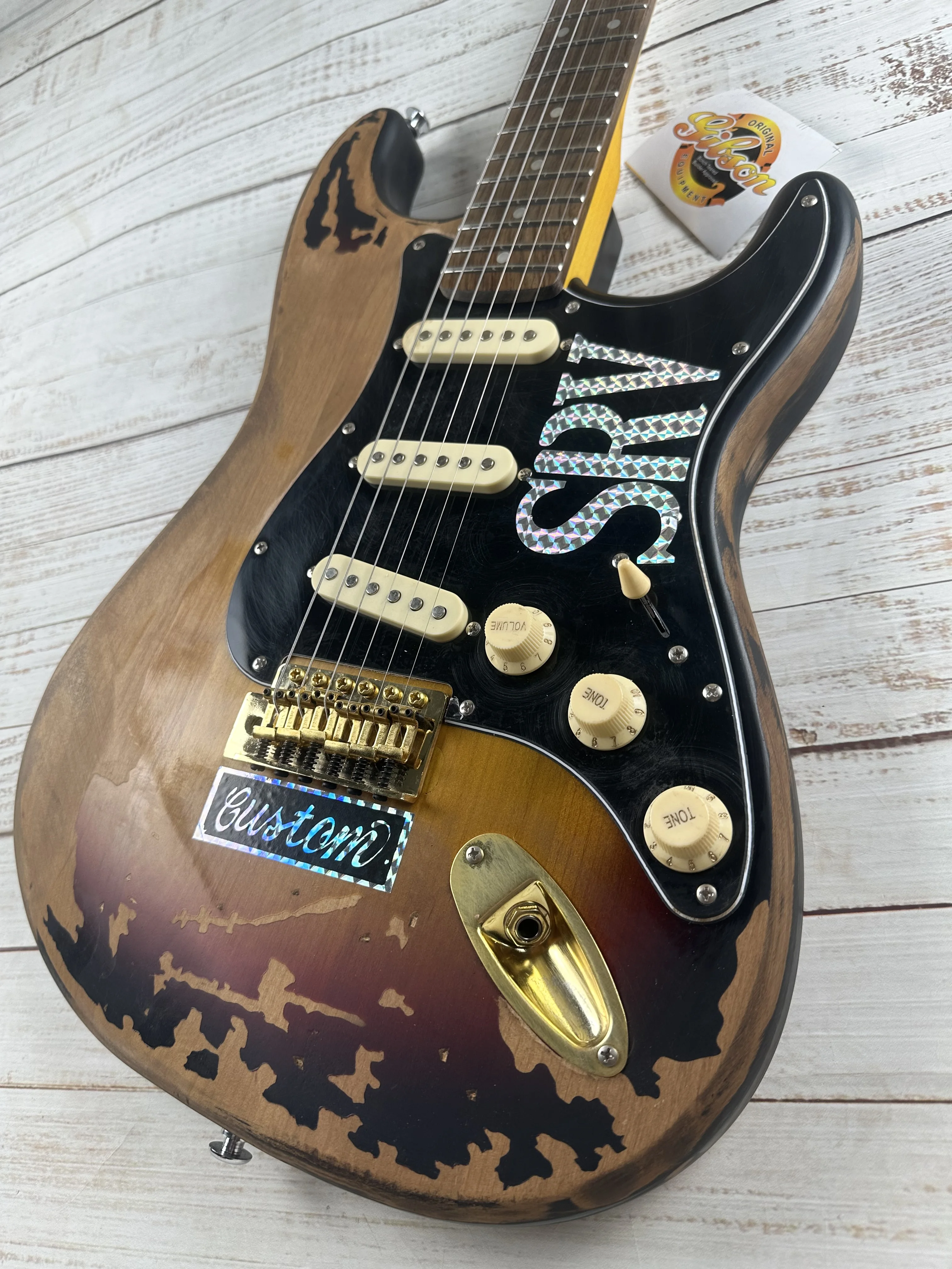 Made old electric guitar, imported alder body, gold accessories, handwritten signature, in stock, lightning free shipping