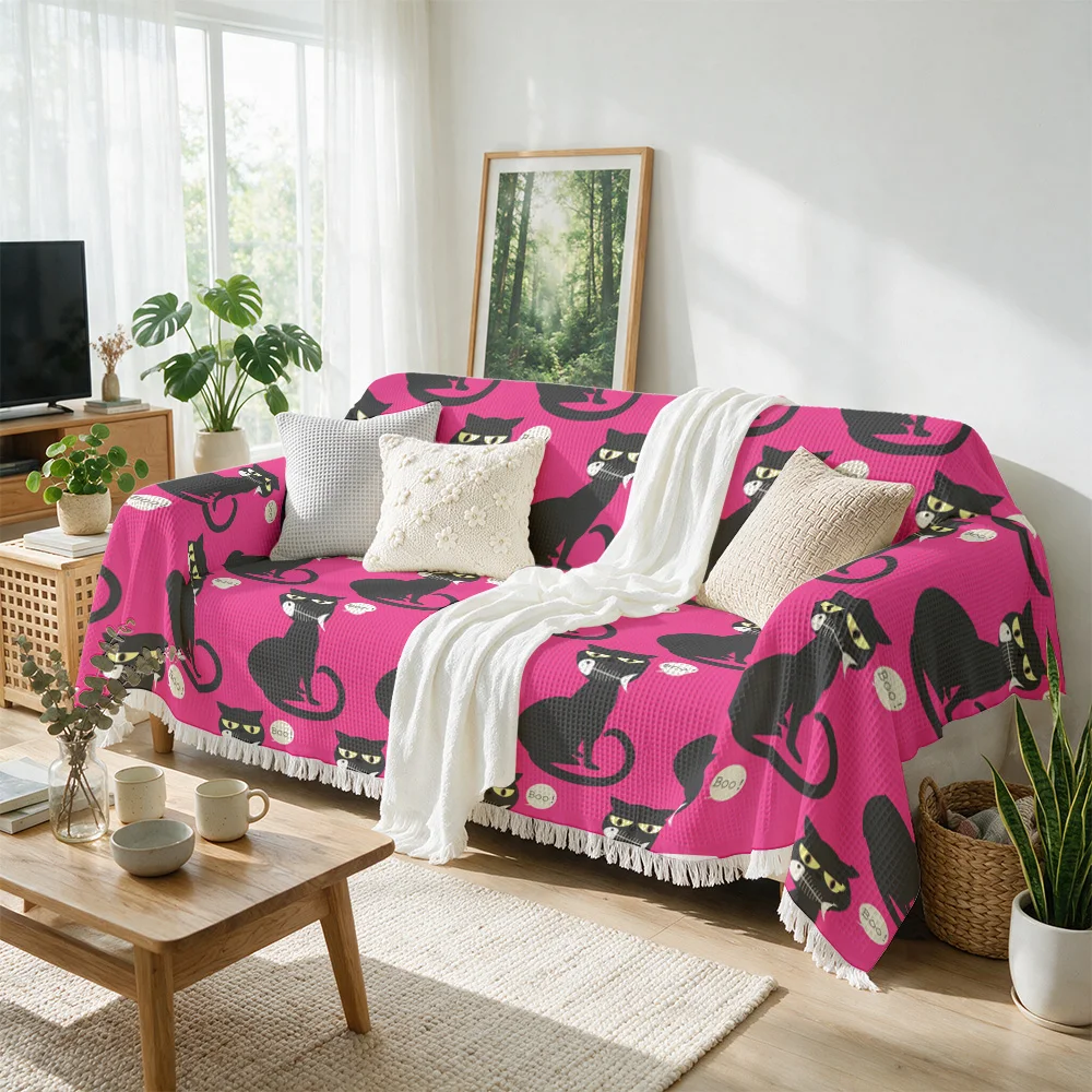 Super Cute Pink Cat Print Throw Blanket for Sofa Bed Throw Cover Living Room Nursery Decor Cozy Aesthetic Couch Accent Gift
