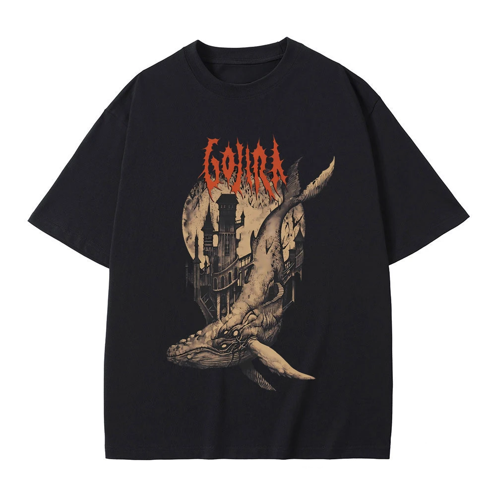 Men Women 100% Cotton Oversized T-shirts French Metal Band Gojira From Mars To Sirius Flying Whales Vintage Rock Graphic T Shirt