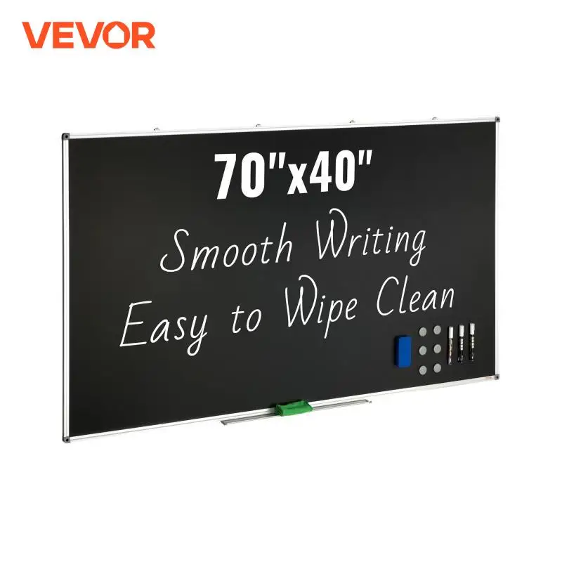 VEVOR Black Board with Aluminum Frame Black Boards Dry Erase Includes 1 Magnetic Erase & 3 Dry Erase Markers for Office School