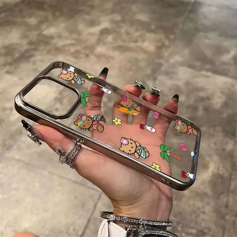 جميل Tamagotchis أرنب جراب هاتف آيفون 16e 16 15 14 13 12 11 برو ماكس X XR XSMAX 8 7 زائد فاخر واضح لينة الغطاء الخلفي