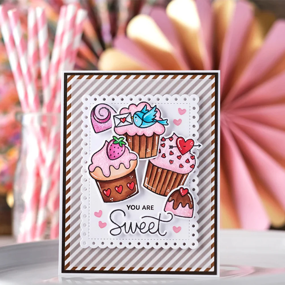 Xoxo Love Train Cutting Dies Sweet Cupcake Clear Stamp Set for Diy Scrapbooking Valentine Shaker Card Making Template 2025
