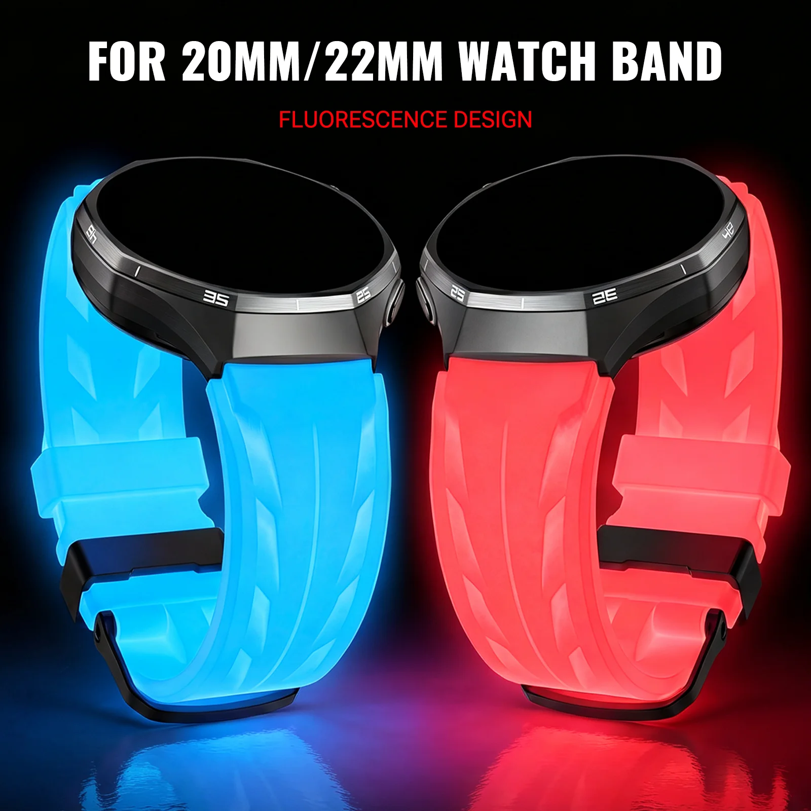 20/22mm Luminous Smartwatch Band For Samsung Watch 7/6/5/4/FE Straps For Huawei GT2 3 4 5/Huami/Garmin 165 168 255 265 Watchband