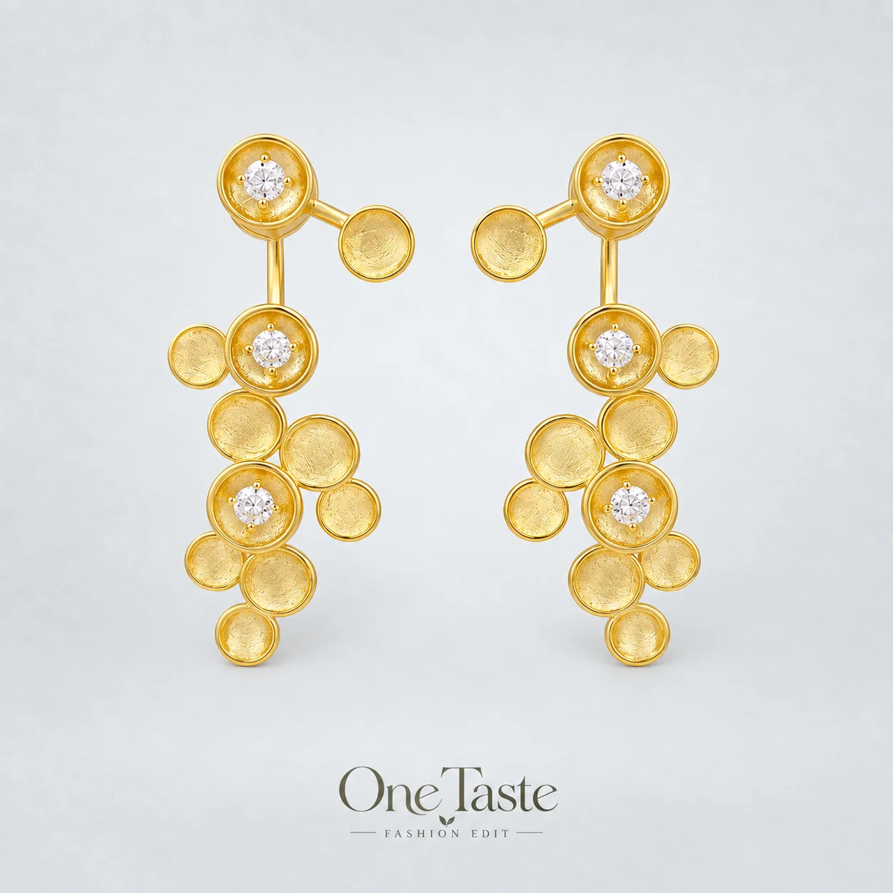 Sparkle Cubic Zirconia Gold Plated Star Cluster Charm Drop Earrings Women Unique Front-back Statement Earrings 925 Silver Post