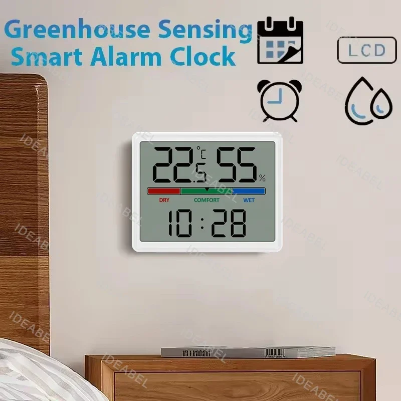 New Magnetic Hanging Clock Large LCD Screen Digital Display Room Thermometer Ultra Thin Humidity Sensing Kitchen Clock Home Use