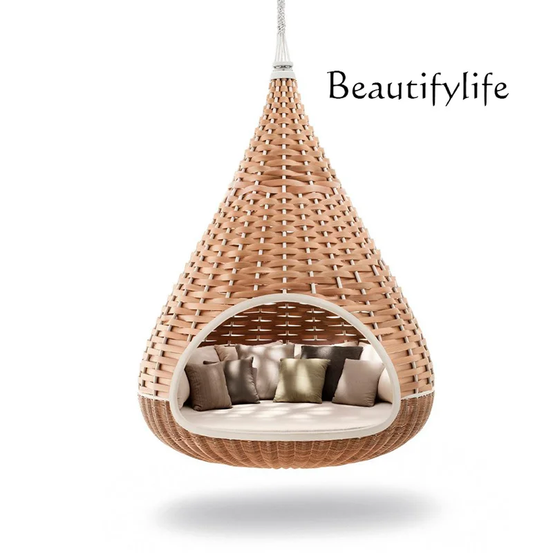 Outdoor bird's nest hammock bed and breakfast holiday courtyard creative rattan bed outdoor cage rattan swing bird cage bed