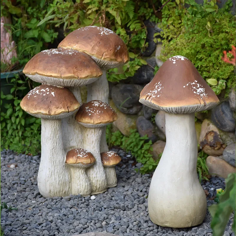 Outdoor courtyard garden decoration simulation plant mushroom sculpture creative retro ornament