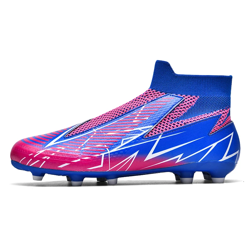 Slip-On Football Boots Men's Soccer Shoes High-Top Cleats Anti-Slip Grass Training Football Shoes Teenagers Ultralight Sneakers