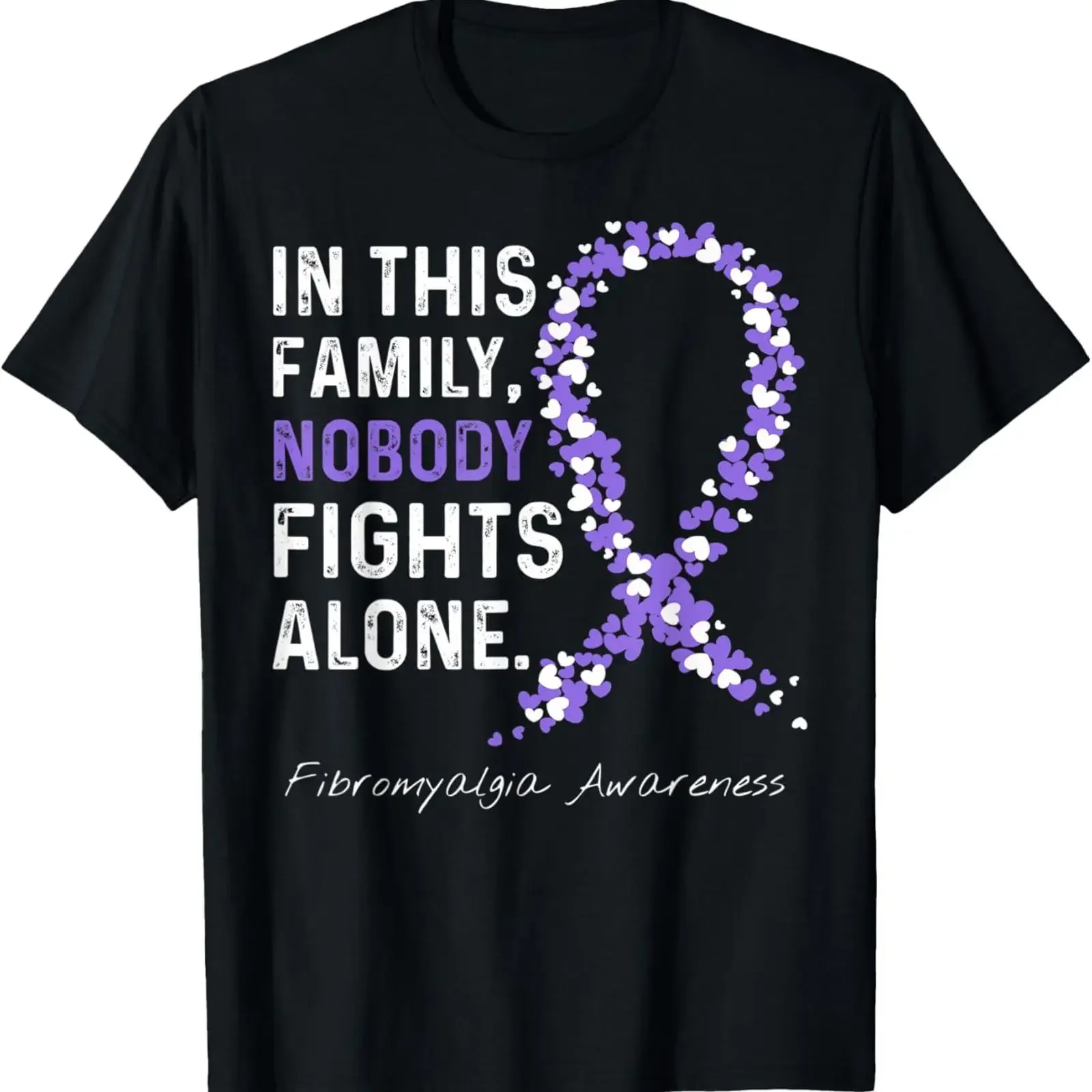 Premium Comfort In This Family Nobody Fights Alone Fibromyalgia Awareness T Shirt vintage Washed fashion Soft designer clothes