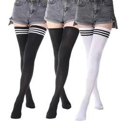 Sexy Black White Striped Long Socks Women Over Knee Thigh High Socks Stockings For Ladies Girls Warm Knee Socks ﻿Autumn Winter