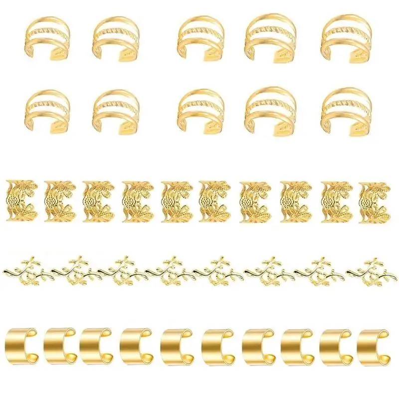 

P9FE Golden Dreadlock Bead Hair Beads Loose Coil Hair Jewelry For Halloween Braid Clip Hair Rings Hair Clip Braid Rings