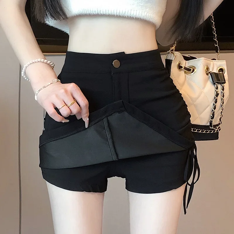 

Skirts Women Fashionable Daily Tender Elegant Temperament Drawstring Summer Chic Mini Sexy Hotsweet Korean Style Charming Lady