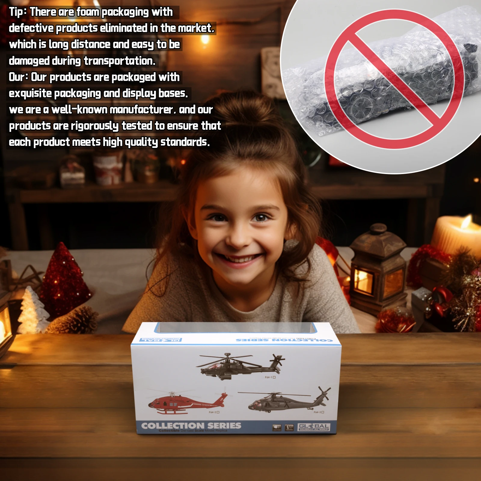 Black Hawk Helicopter Alloy Model with Display Stand & Gift Box Packaging Realistic Sound & Light Features Perfect for Display