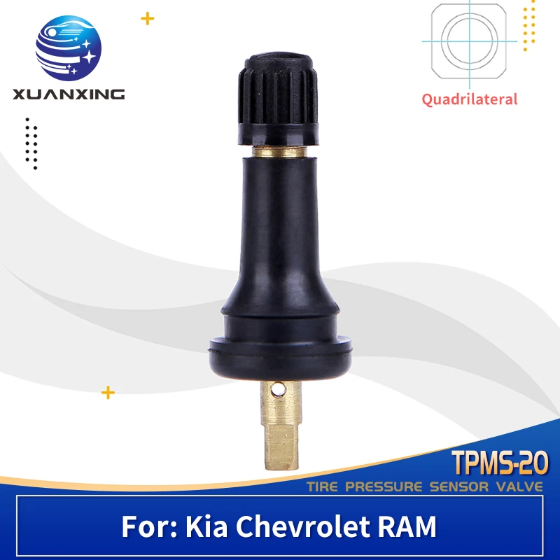 TPMS-20 TPMS Valves Tire Pressure Monitoring Sensor Valve Stem Caps Quadrilateral Rubber for Kia Chevrolet RAM