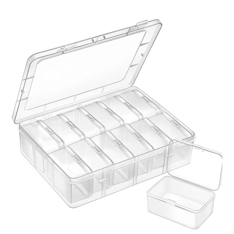Small Bead Organizers Box 13Pieces Plastic Storage Cases Mini Clear Bead Storage Containers Boxes PP With Hinged Lid