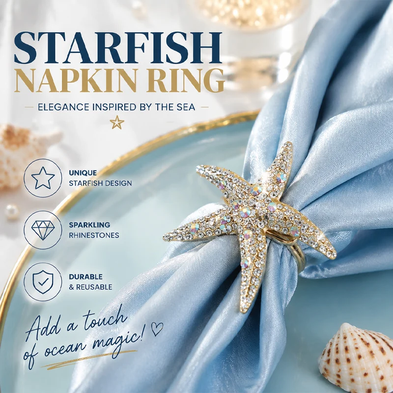 Starfish Napkin Rings for Wedding Hotel Banquet Table Decor Beach Theme Supplies Creative Napkin Holders for Special Occasions