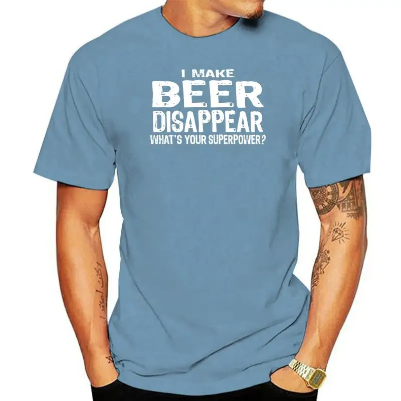 Fun Beer Disappear Superpower T-shirt Tshirt O-neck Summer Personality Fashion Men T-shirts