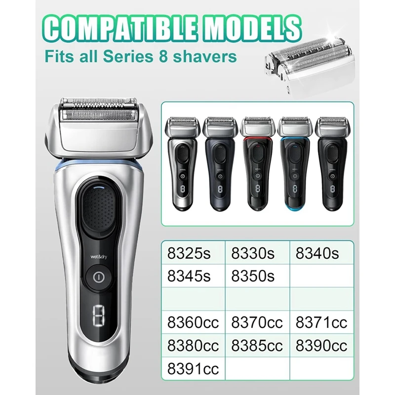 رأس ماكينة حلاقة 2 عبوة 83 متر رأس بديل لسلسلة 8 S8 شفرات كهربائية بديلة موديل 8370Cc,8340S,8350S,8467