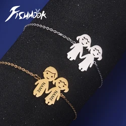 Boy Girl Personalized Bracelet Custom Mother Kid Sister Brother Name Family Couple Gift For Women Men Stainless Steel Jewelry