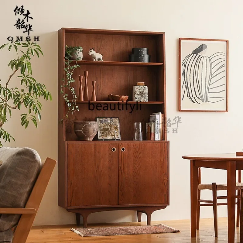 

French retro oak dining side cabinet medieval living room storage locker shelf cabinet