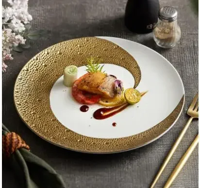 

Elegant Ceramic Dinner Plates Round Cooking Cutlery Pasta Sushi Steak Plate Minimalist Home Kitchen Specialty Snack Dessert Dish