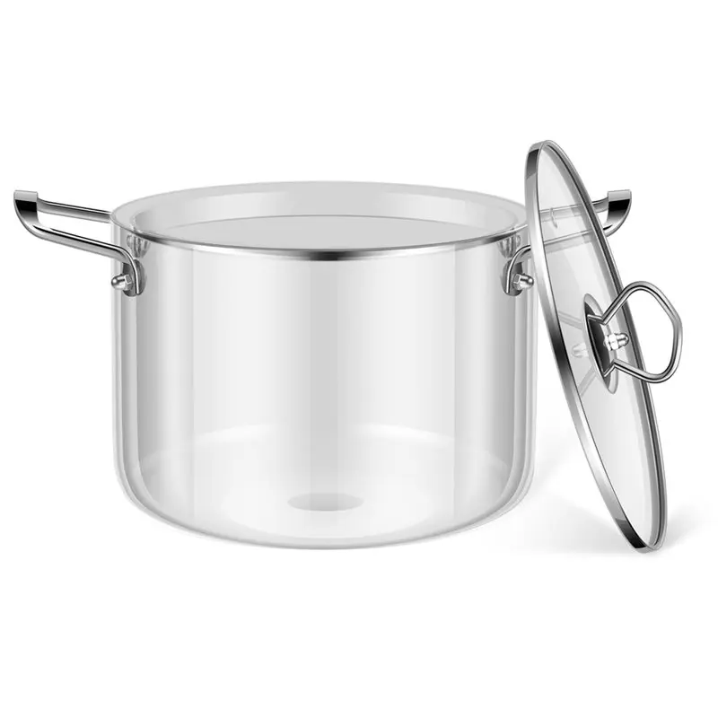 

A84E-Glass Cooking Pot 3.5L Borosilicate Glass Cookware Simmer Pot Heat Resistant Dual Handles Pots With Lid Kitchen Tool