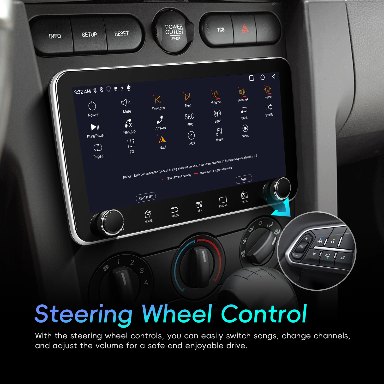 Podofo "1din راديو السيارة CarPlay أندرويد السيارات للتدوير مشغل وسائط متعددة 1 DIN نظام ملاحة GPS نظام راديو السيارة الذكي #5