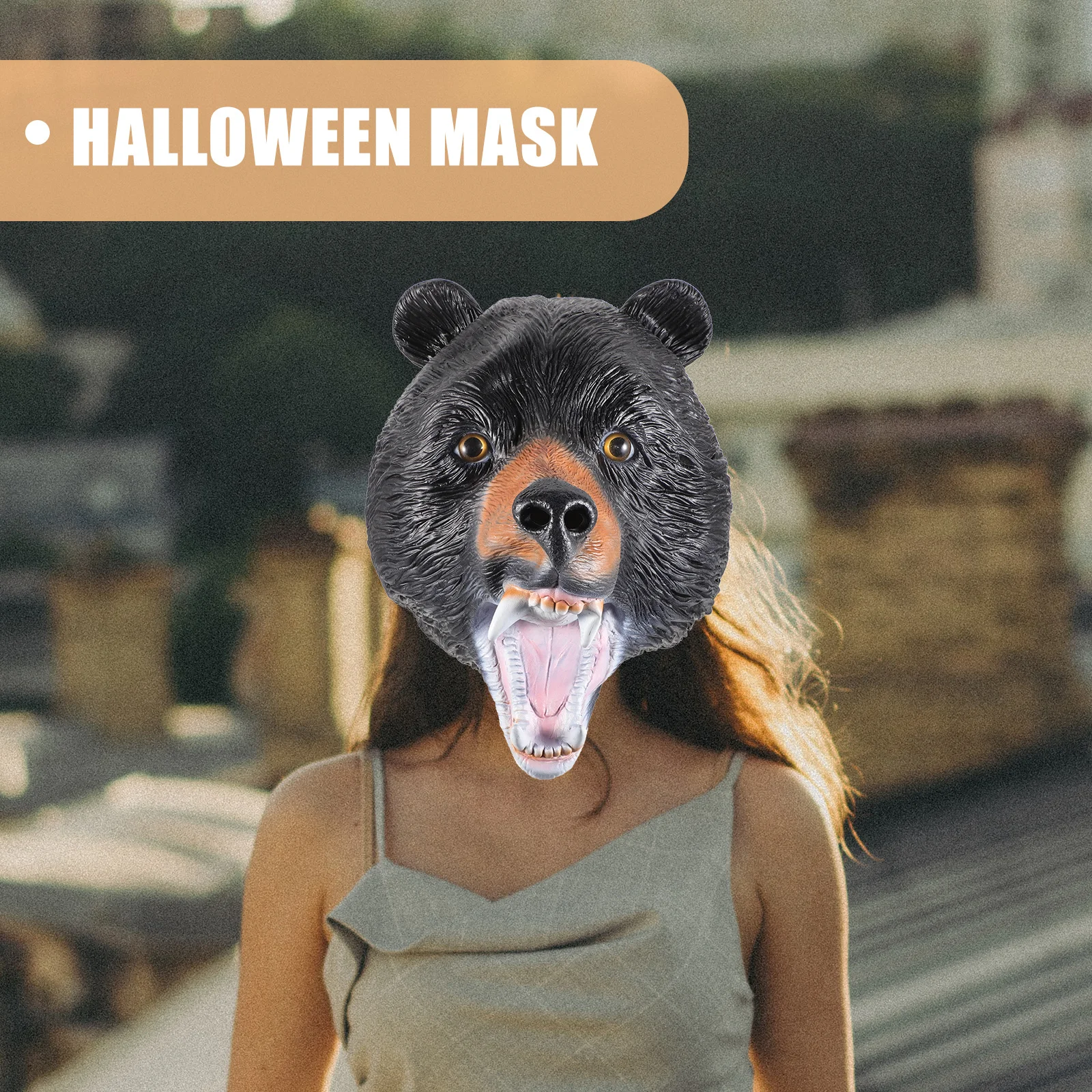 

Bear Mask Halloween Cosplay Prop Latex Durable Adorable Mask for Adults Unique Design Halloween Dress Up Party Supplies