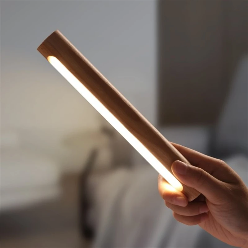 Magnetic Wooden Rotatable Wall Lamps 360 Degree Wall Light for Home USB Charging Touch Dimming Bedroom LED Bedside Ambient Light