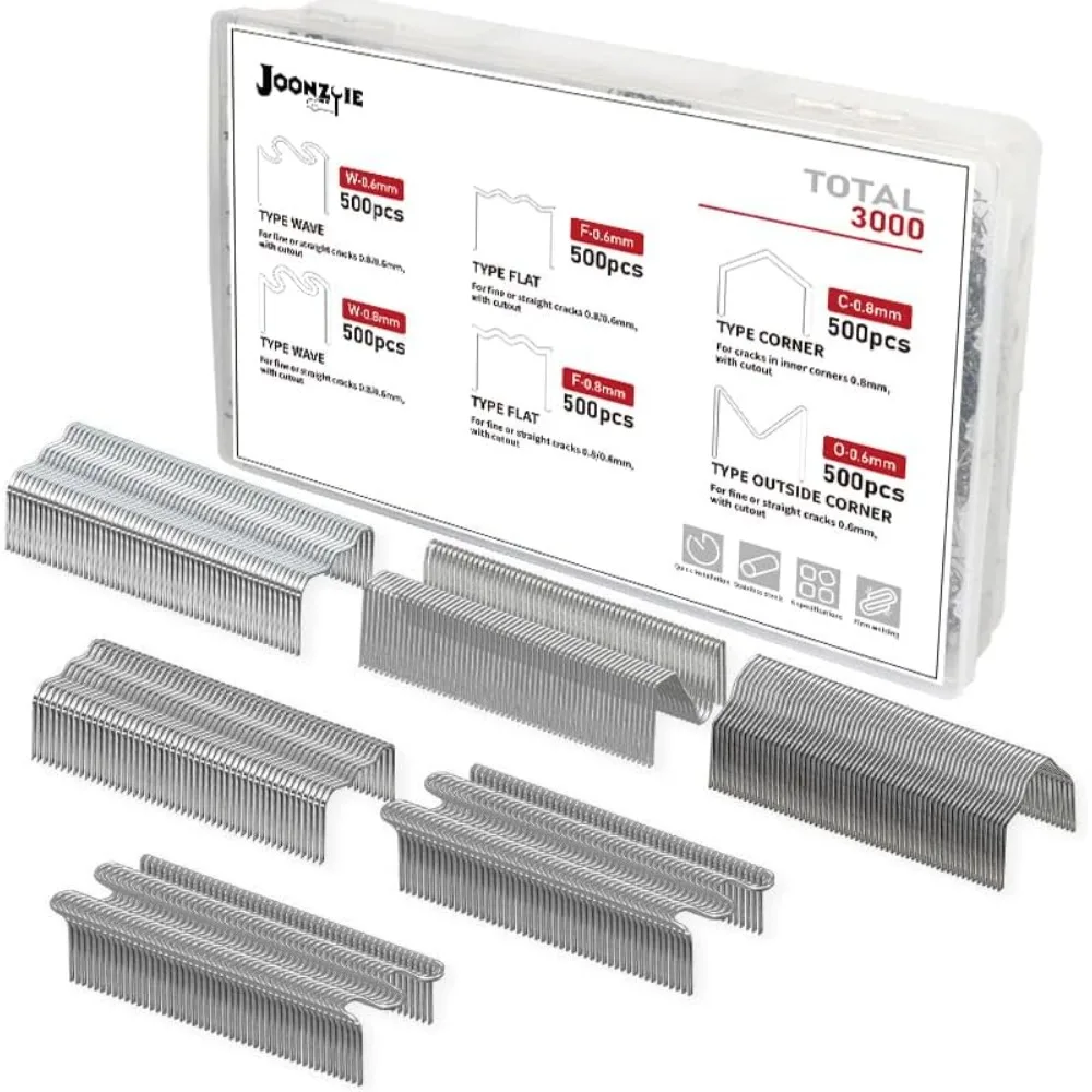 دبابيس لحام بلاستيكية 3000 قطعة طقم لحام بلاستيك، 6 أنواع من دبابيس لحام آلة إصلاح البلاستيك للسيارات لجميع السيارات، 0