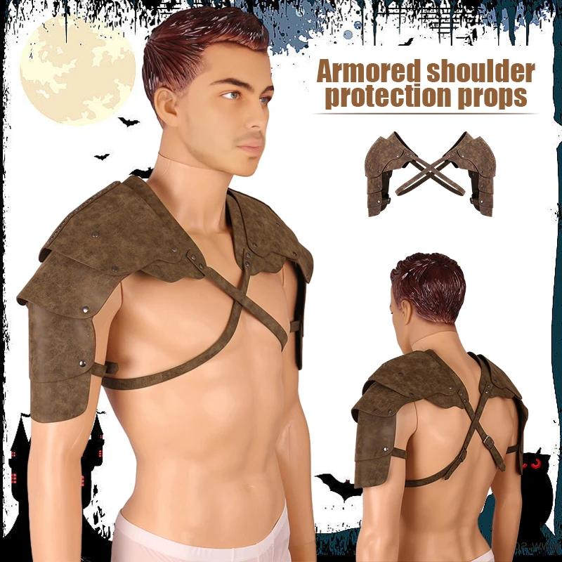 

Steampunk Medieval Pauldrons PU Leather Samurai Roman Gladiator Viking Knight Battle Shoulder Armor LARP Cosplay Costume