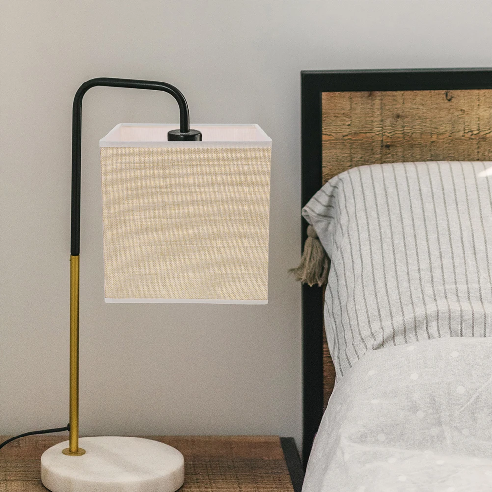 

1pcs Linen Lamp Shade White Fabric Cover Decorative Table Floor Bedroom Lampshade Soften Light Easy Install Household