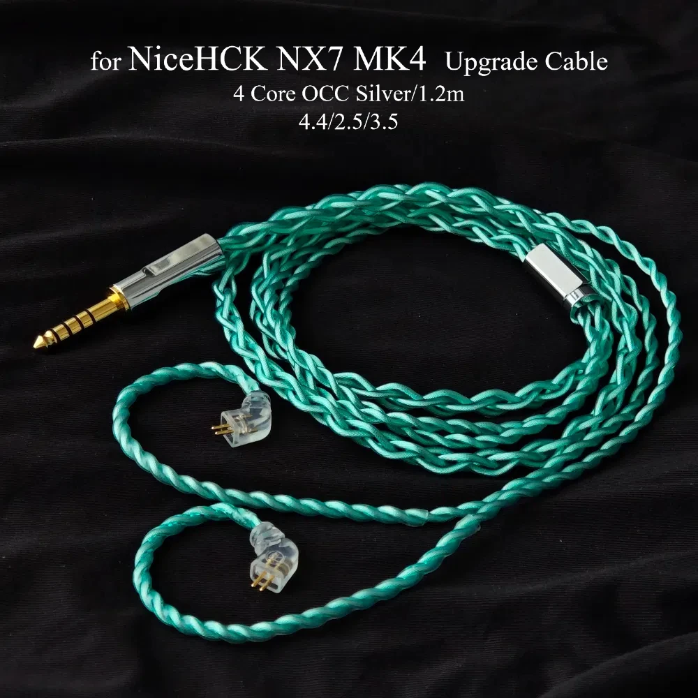 Para 4 núcleos NiceHCK NX7 MK4 Cabo de atualização coaxial Litz 4,4 mm balanceado banhado a prata OCC (0,78 mm 2 pinos)