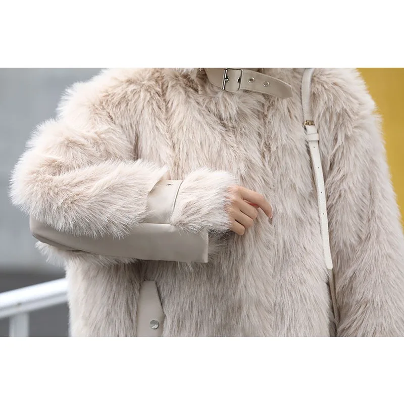 2023 New Autumn Winter Fur Coat Women Fashion Casual Warm  Loose Warm Elegant Wind Thick Comfort Imitation Fox Fur Coat