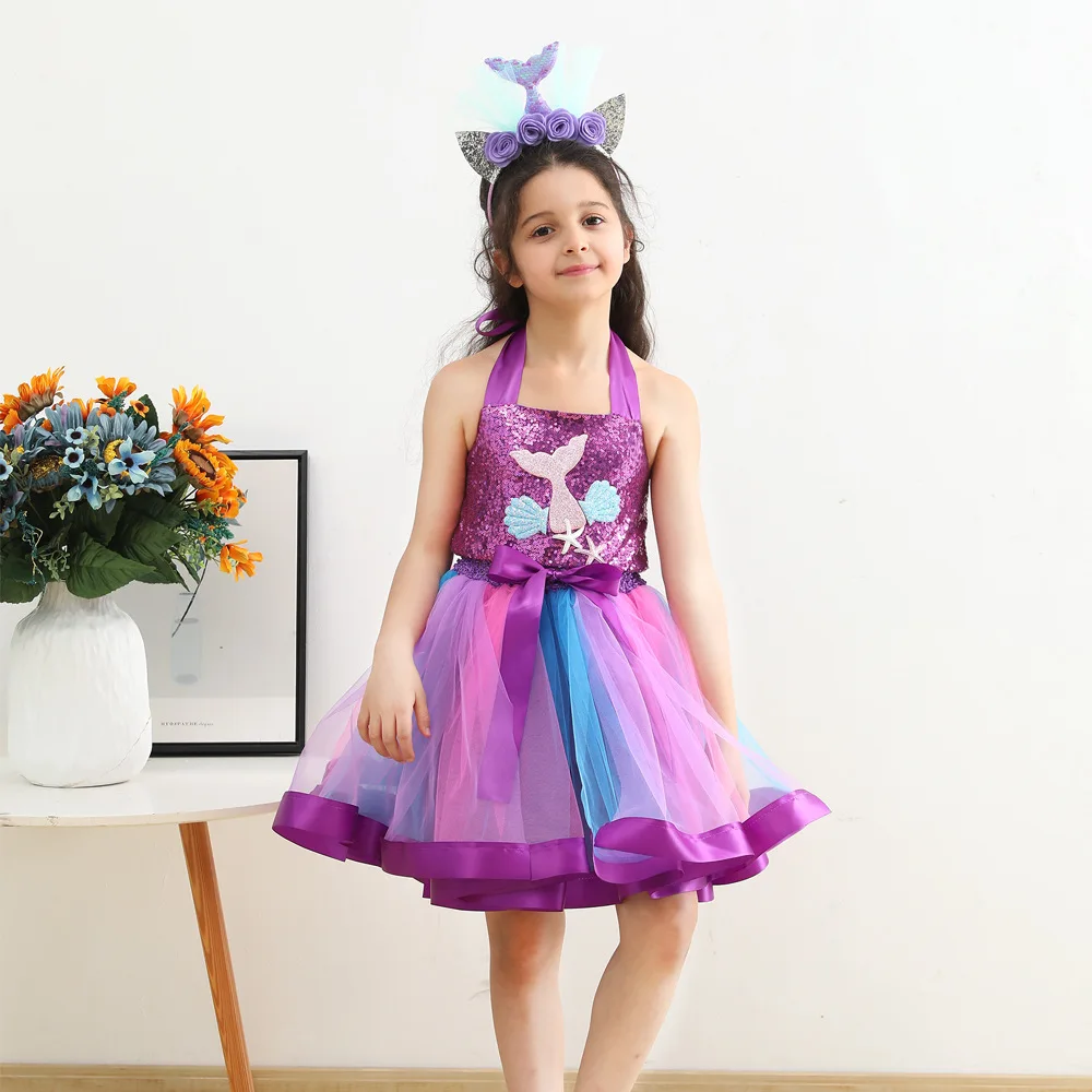 Sequins Mermaid Princess Dress Girls Birthday Party Holoween Christmas party Clothes Girls Wear Girl Dance Outfit