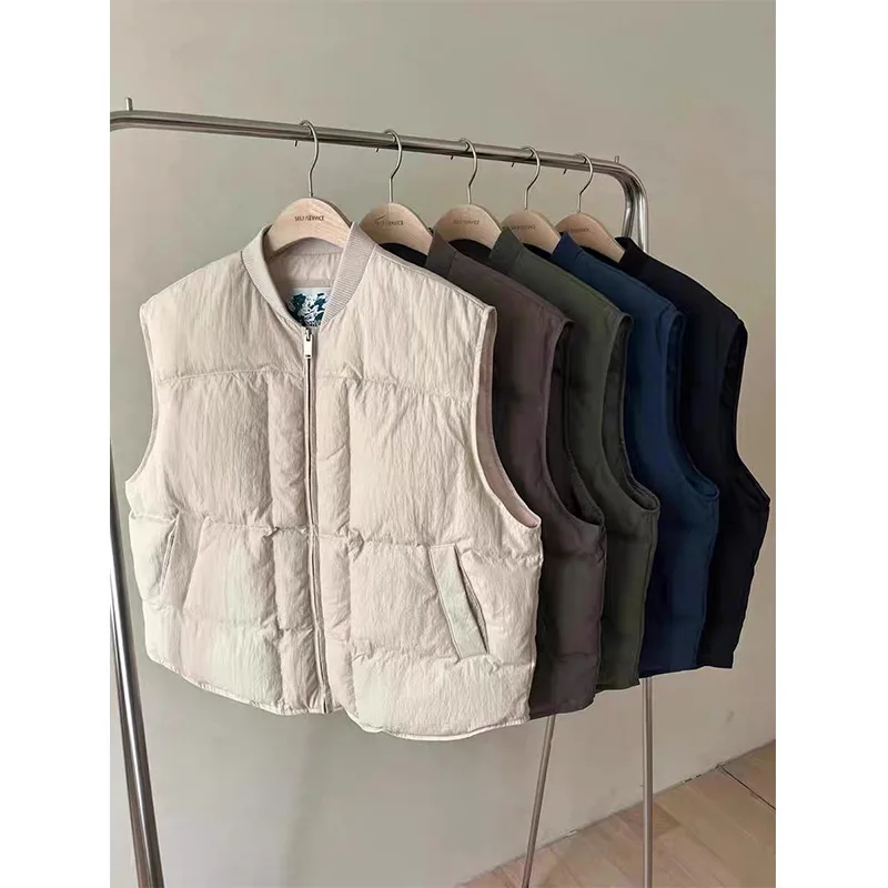 

Winter 2025 Sef Service White Duck down Vest Warm Loose Fit Nylon Fabric Medium Thickness Chinese Origin Fashion Vest