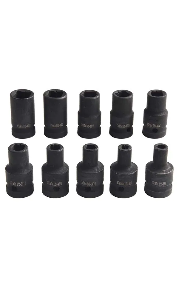 10pcs 1/2inch Driver Suqare Screw Tap Socket For Electric Driver Wrench For Electric Drill Tools Accessories M6-M24