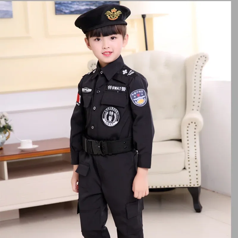 Kinderen Politieagent Cosplay Kostuum Jongens Meisjes Kind Politie Uniform Leger Politieagenten Kleding Carnaval Feest Verkleden Verjaardagscadeau