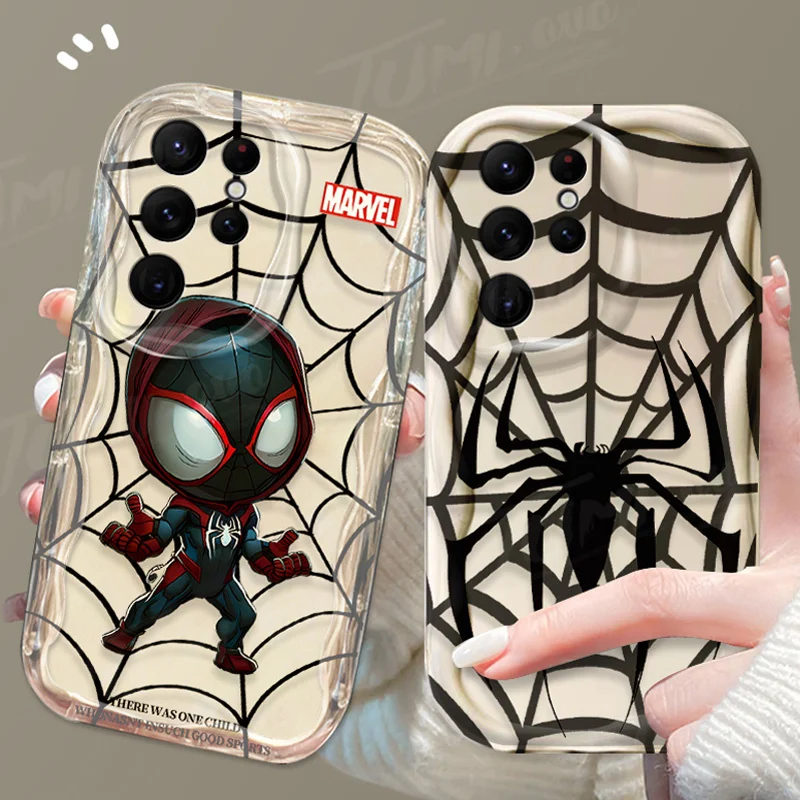 Marvel Spider Man Clear 3D Wave Case per Samsung Galaxy S24 Ultra S23 S22 Plus S21 S20 FE A25 A55 A35 A15 A05 A05S Soft Cover