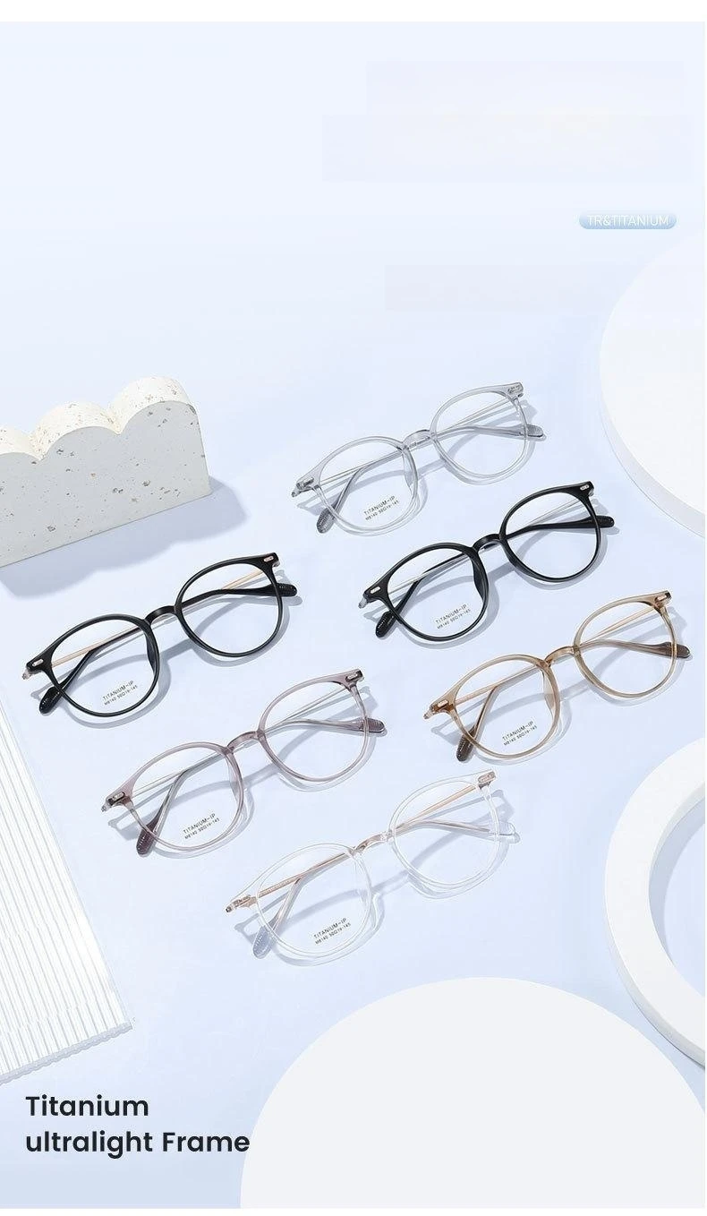 YIMARUILI Mode Ultra-licht Flexible TR90 Brillen Männer Retro Runde Reinem Titan Optische Brillen Rahmen Frauen – Detail 7