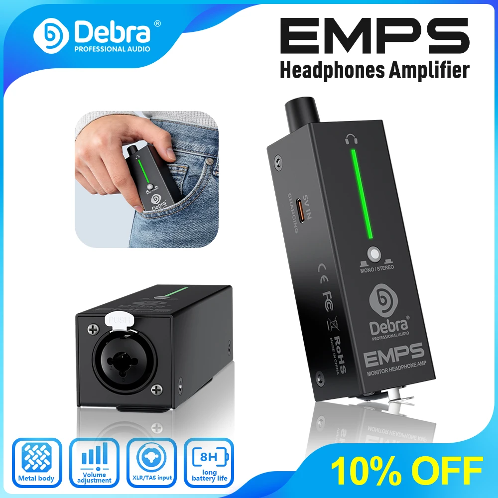 Debra Headphone Amplifier EMPS OTG Stereo  with Mono/Stereo Switch, Metal Casing, Built-in Chip for PC, Laptop & Tablet