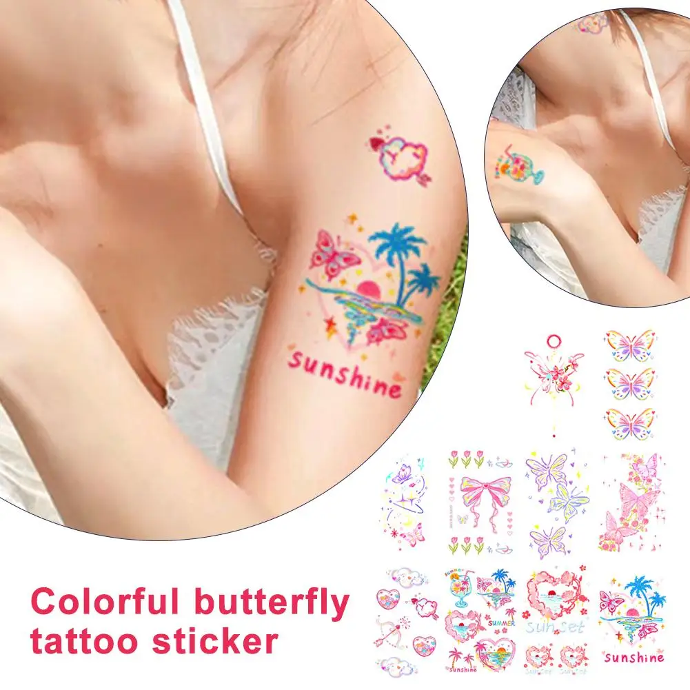 

Colorful Butterfly Tattoo Stickers tattoo temporary Decoration Stickers Tattoo Art waterproof Dopamine Long-lasting Simulat O7A9