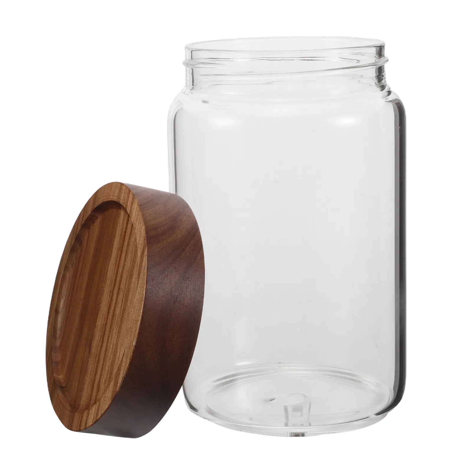 

Стеклянная банка из высококачественного боросиликатного стекла с крышкой из натурального дерева, герметичный контейнер для хранения чая, кофе, круп, зерна, специй, для кухни