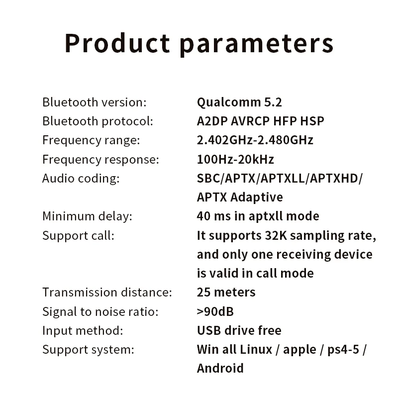 Eppfun ไร้สาย USB Audio Dongle Adapter สําหรับทีวี/PC/PS5/PS4, เครื่องส่งสัญญาณ Bluetooth 5.2, Qualcomm aptX-Adaptive HD Latency ต่ํา