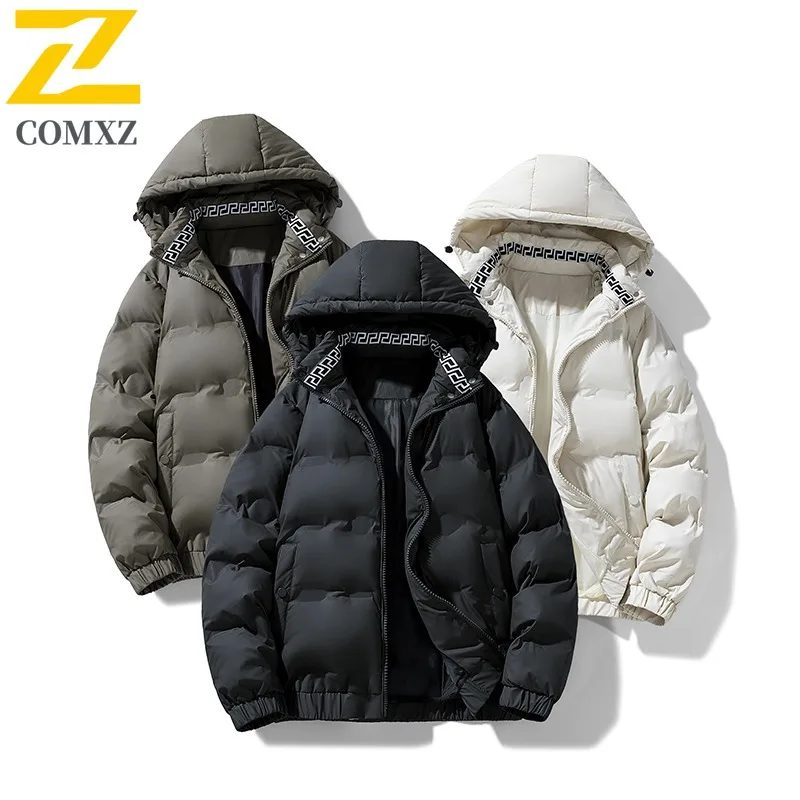 

COMXZ Мужская зимняя куртка с капюшоном 2025 г., морозостойкая ветрозащитная уличная куртка с капюшоном, уличная куртка с хлопковой подкладкой