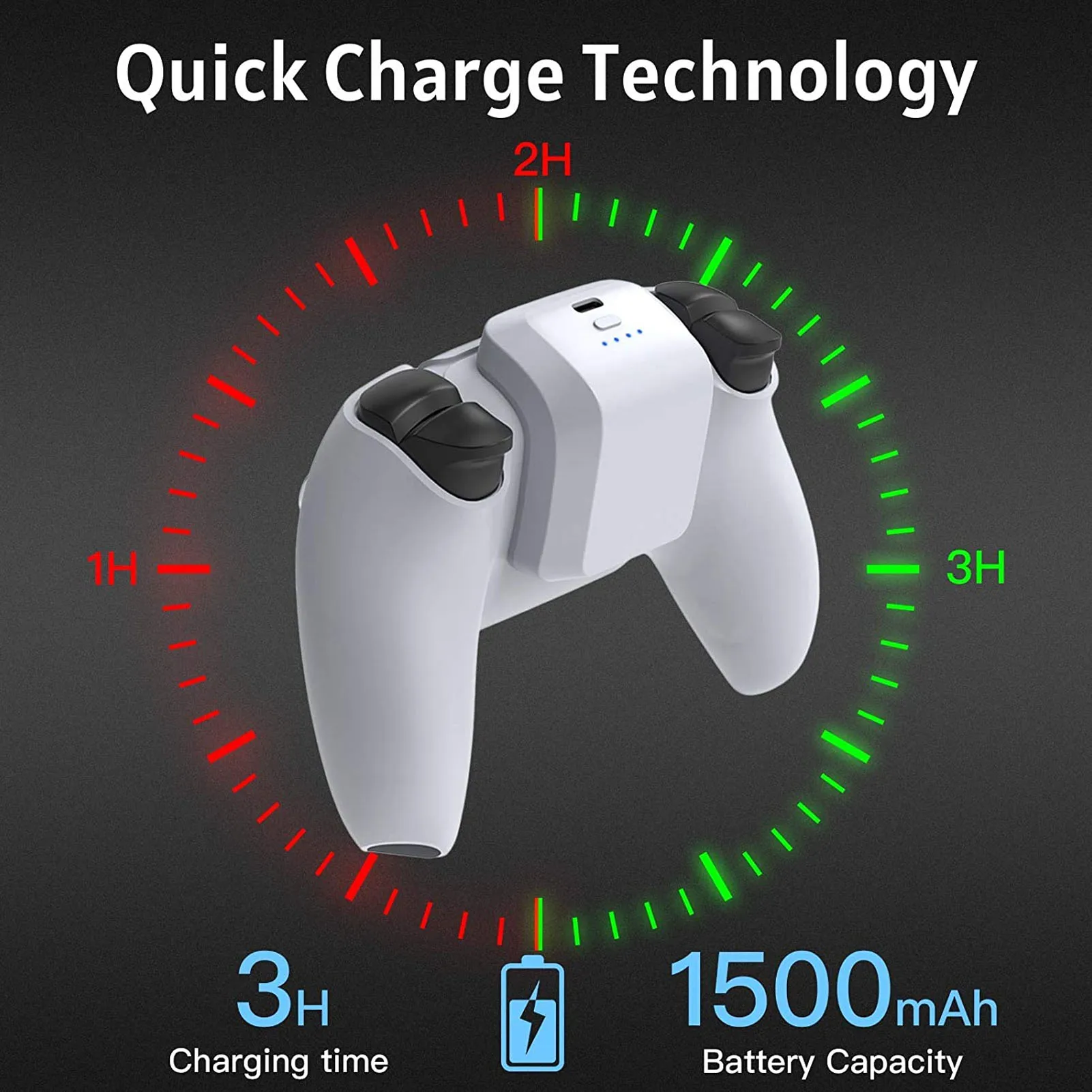 Paquete de controlador de batería recargable, indicador LED de carga rápida de 1500mAh, USB tipo C, para PS5