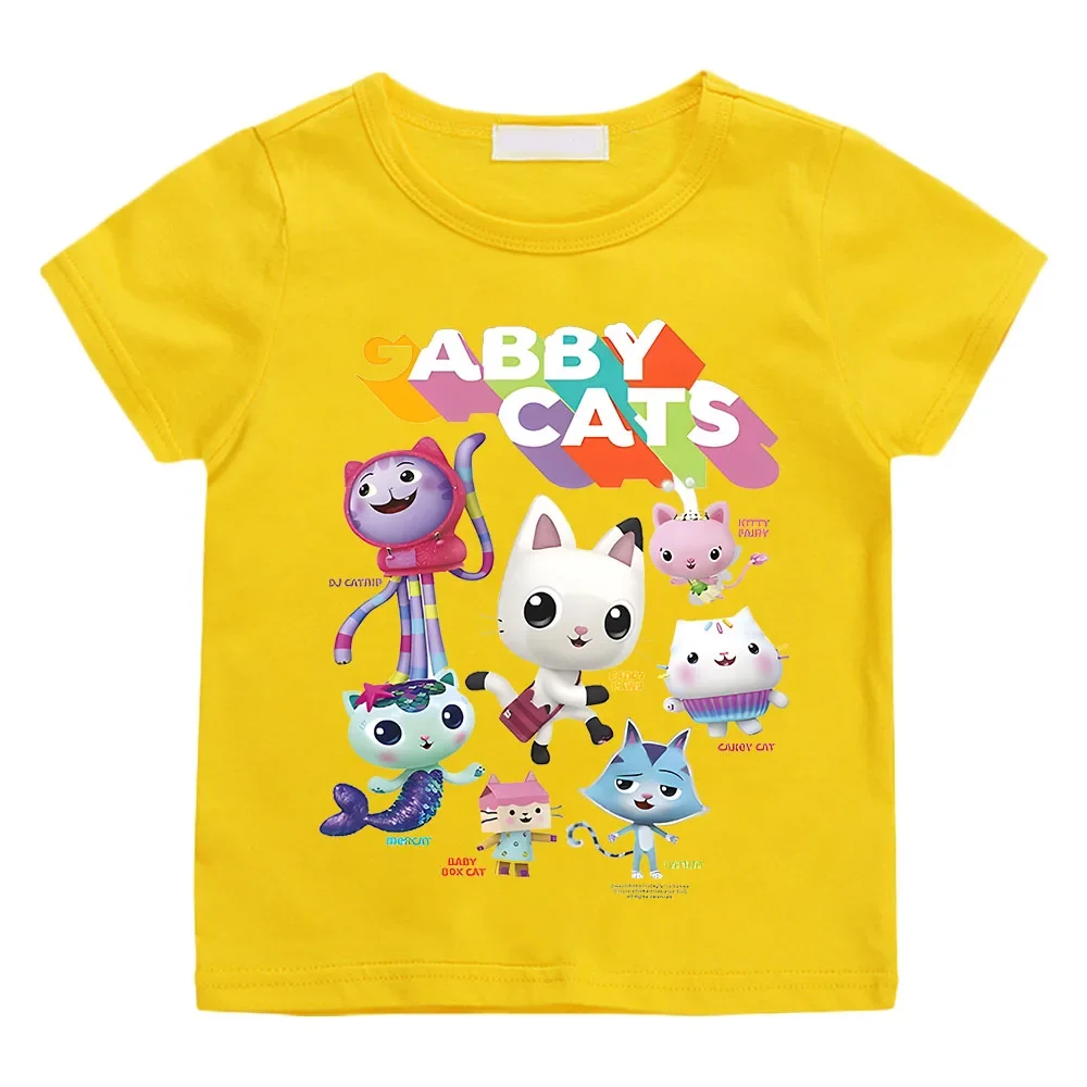

Christmas Gabby Dollhouse Cartoon Print Tshirt Girls Kawaii Kids Clothes Cute Cat T-Shirt Children Clothing Summer Short Sleeve