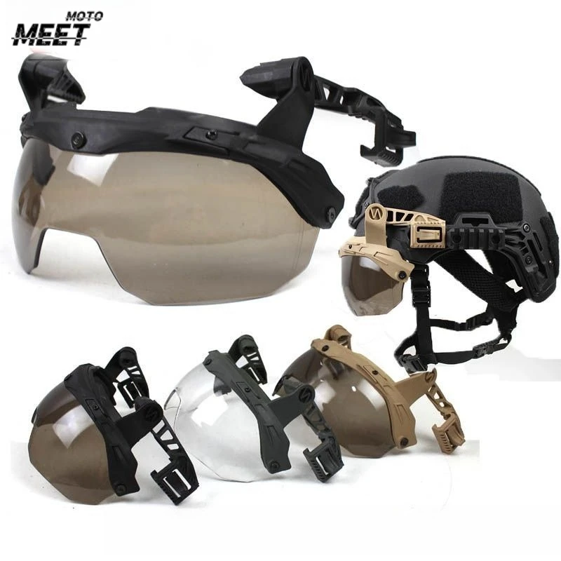 

Motorcycle Outdoor Tactical Helmet Rail Goggles Visor Flip Up Lens Wind Goggles for Wendy 3.0 Rail Thicken Antifog Equipment