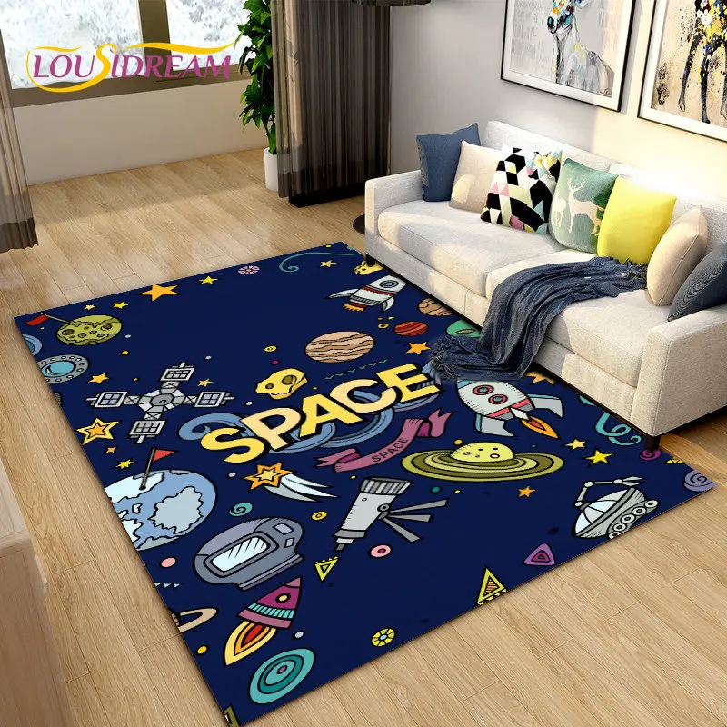 

Cartoon Astronaut Space Area Rug,Carpet Rug for Living Room Children's Room Decoration,Kids Play Crawl Soft Non-slip Floor Mat